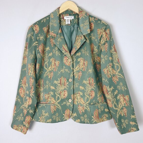 Coldwater Creek Floral Embroidered Blazer Jacket Career Classic Mature Size 18 W - Picture 1 of 4